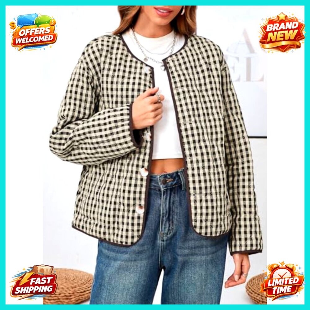 Reversible Quilted Puffer Jacket Lightweight Butt… - image 3